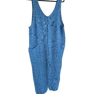 Free People Blue Knit Sweater Jumpsuit